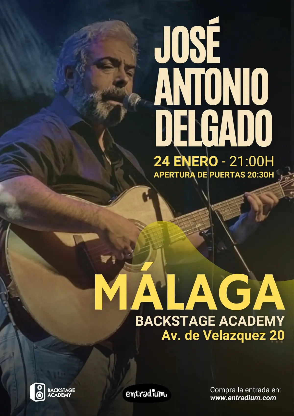 José Antonio Delgado actuando en vivo en Málaga 2026