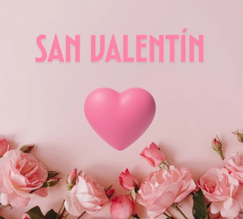 Planes de San Valentín en Málaga con corazón rosa y rosas, inspiración romántica para parejas