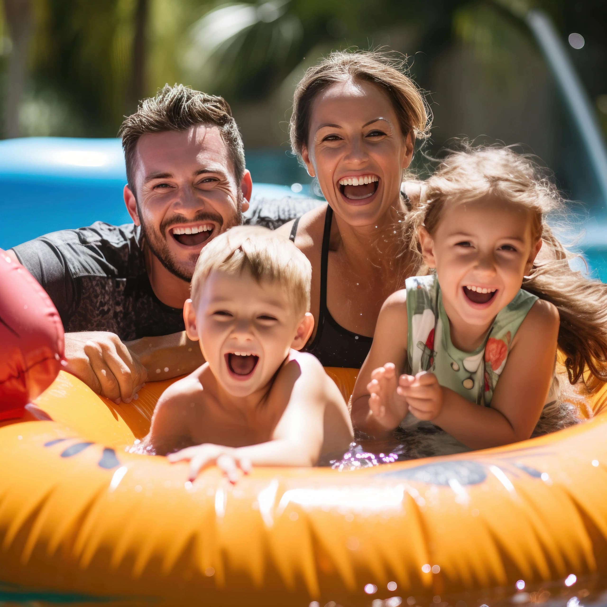 Familias disfrutando de una actividad al aire libre con niños