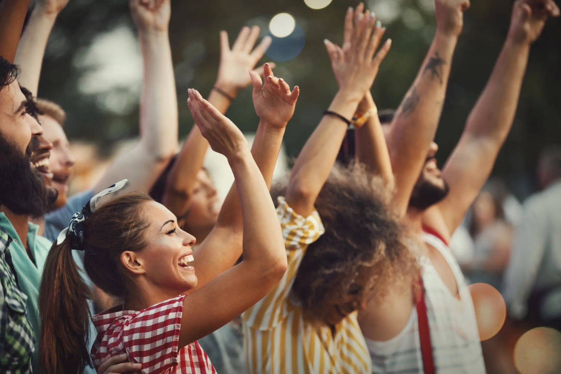 Audience enjoying a live concert and stage performance