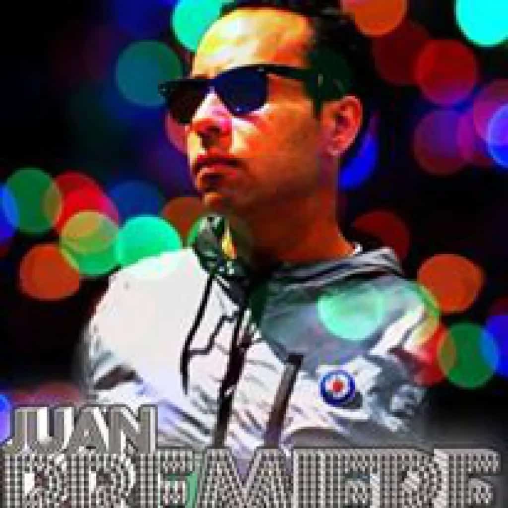 Promotional portrait of Juan Premiere wearing sunglasses with an electronic music aesthetic, DJ and founder of Premiere Club Marbella.