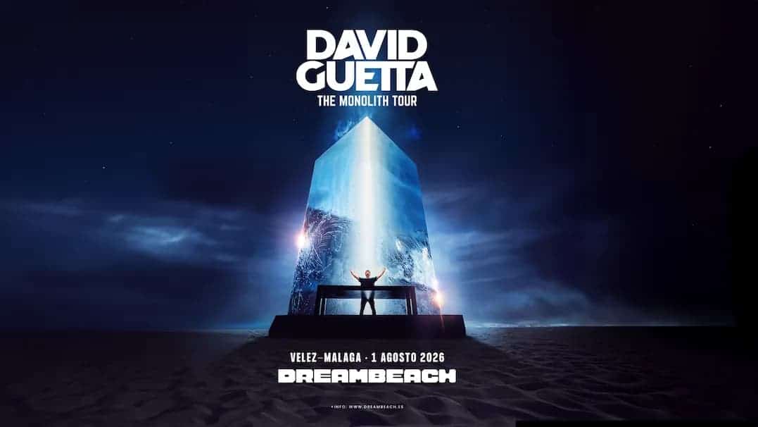 David Guetta actuando en el show The Monolith con una estructura LED de 15 metros en el Festival Dreambeach 2026.