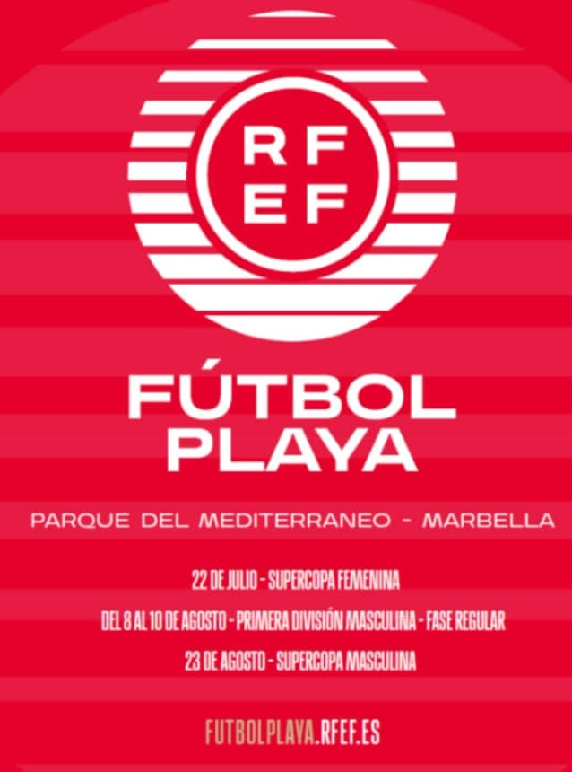 Fútbol Playa RFEF 2025 🏖 en Marbella – Supercopas y Primera División Póster
