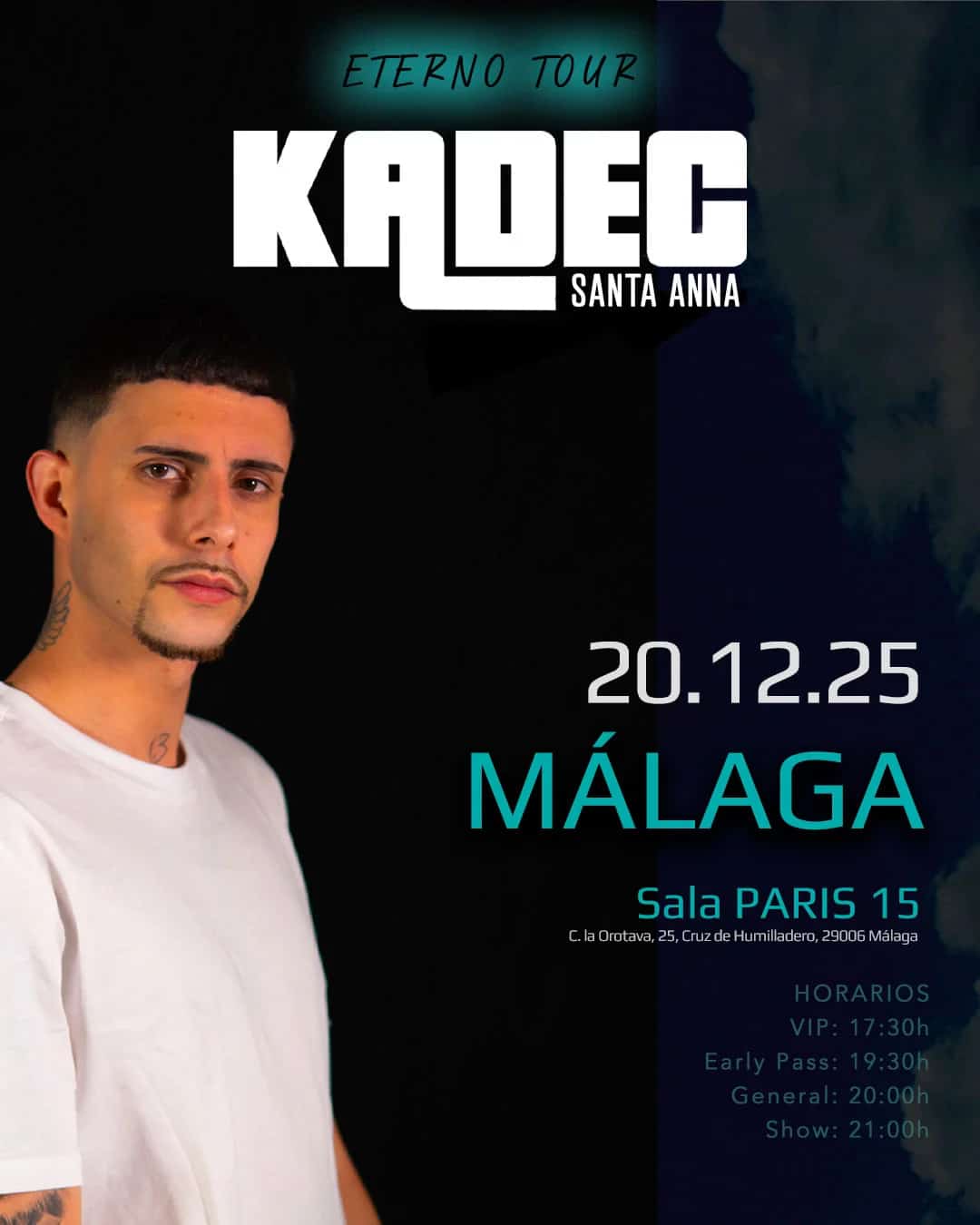 Kadec Santa Anna actuando en directo durante su gira Eterno Tour con un concierto de emo rap.