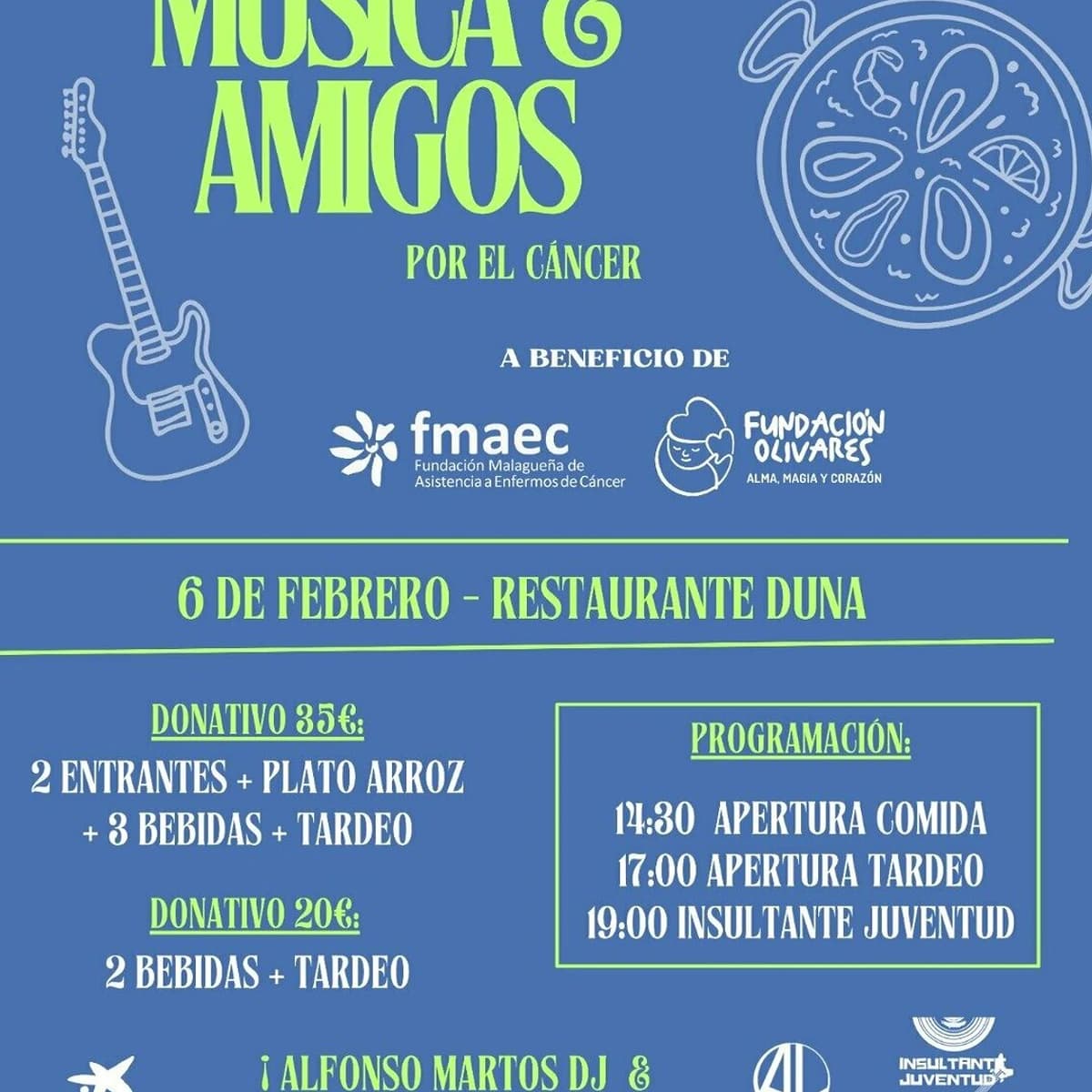Evento Música & Amigos por el Cáncer en Málaga 2026 con Alfonso Martos DJ