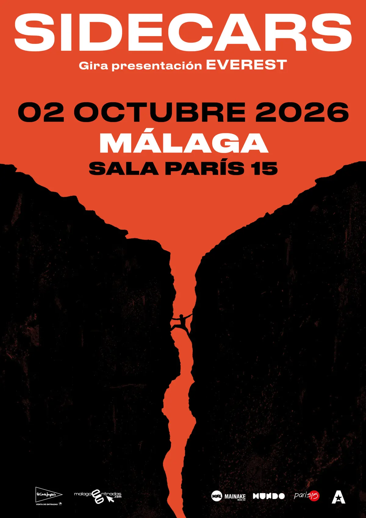 Miembros de la banda Sidecars con gráficos de la gira Everest