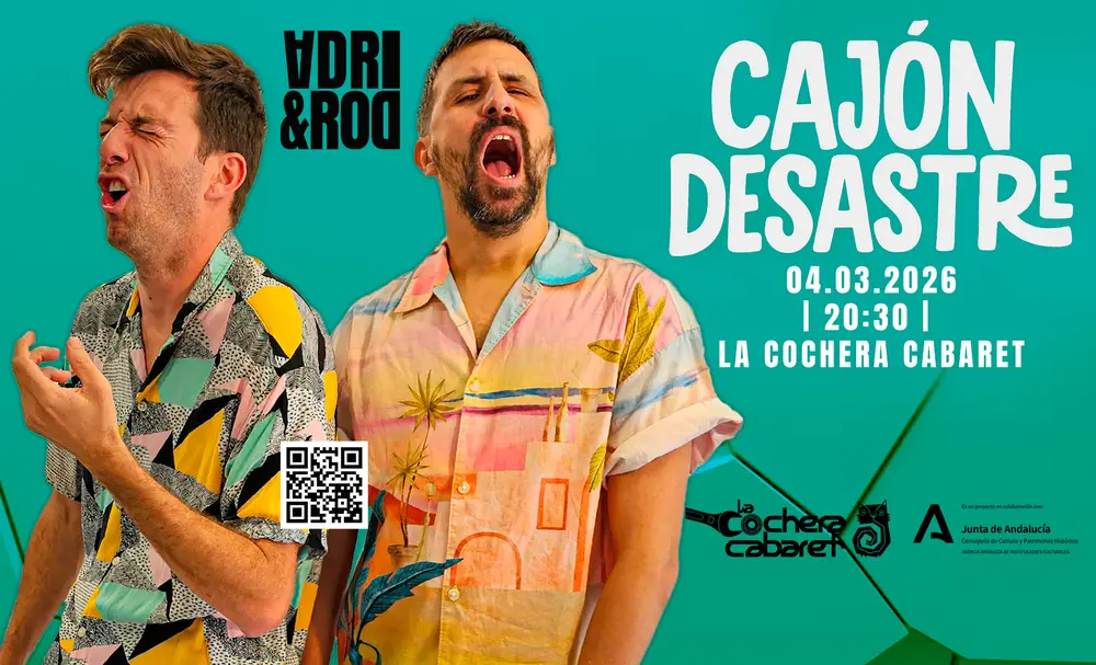 Adri Torrijos y Alejandro Rod actuando en Cajón Desastre en Málaga 2026