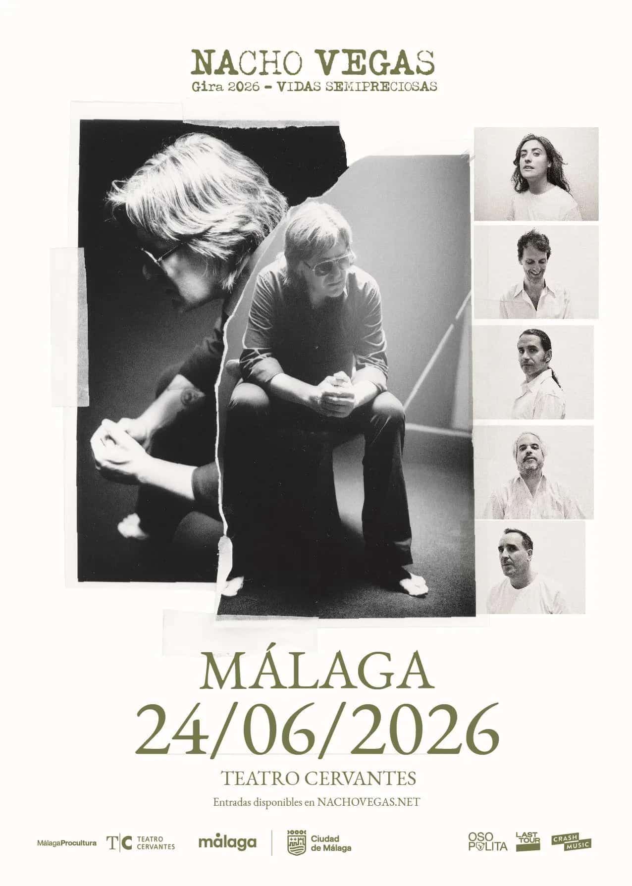 Nacho Vegas actuando en directo con su banda durante la gira Vidas Semipreciosas 2026.