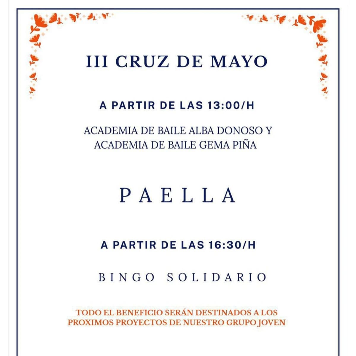 III Cruz de Mayo with Dance, Paella & Charity Bingo Poster