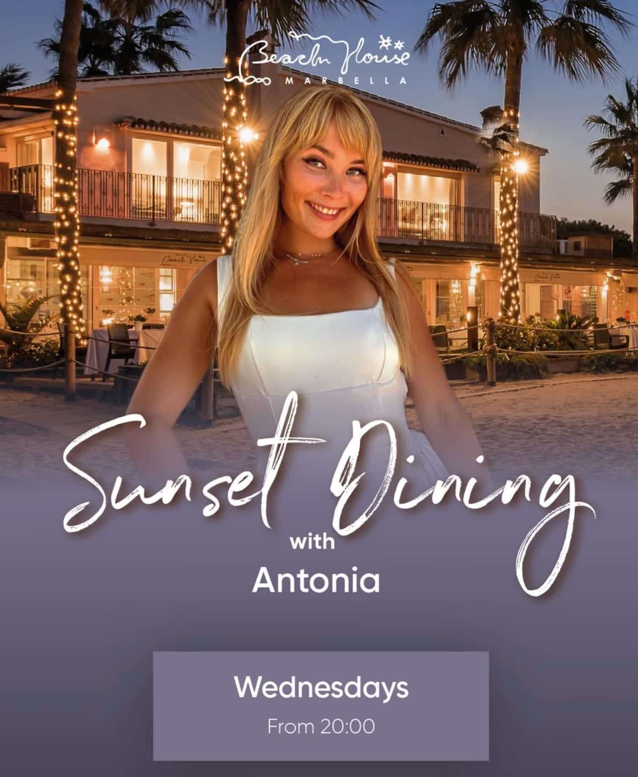 Sunset Dining 🌅✨ with Antonia – Beach House Marbella Poster