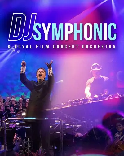 DJ Symphonic actuando en directo junto a la Royal Film Concert Orchestra en Málaga.