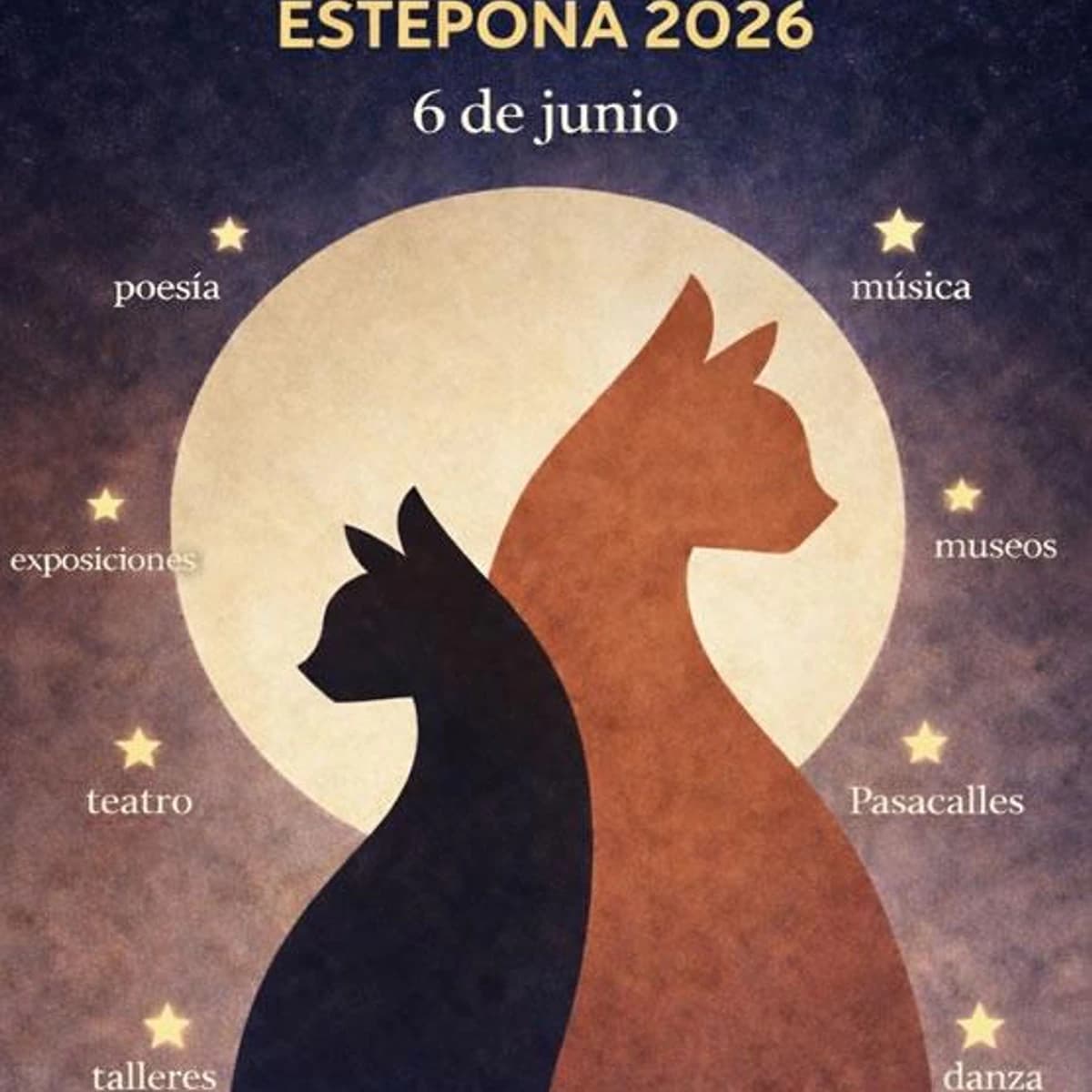 Cartel de la Noche en Blanco Estepona 2026 con programación cultural gratuita, espacios museísticos abiertos y concierto de Maldita Nerea.