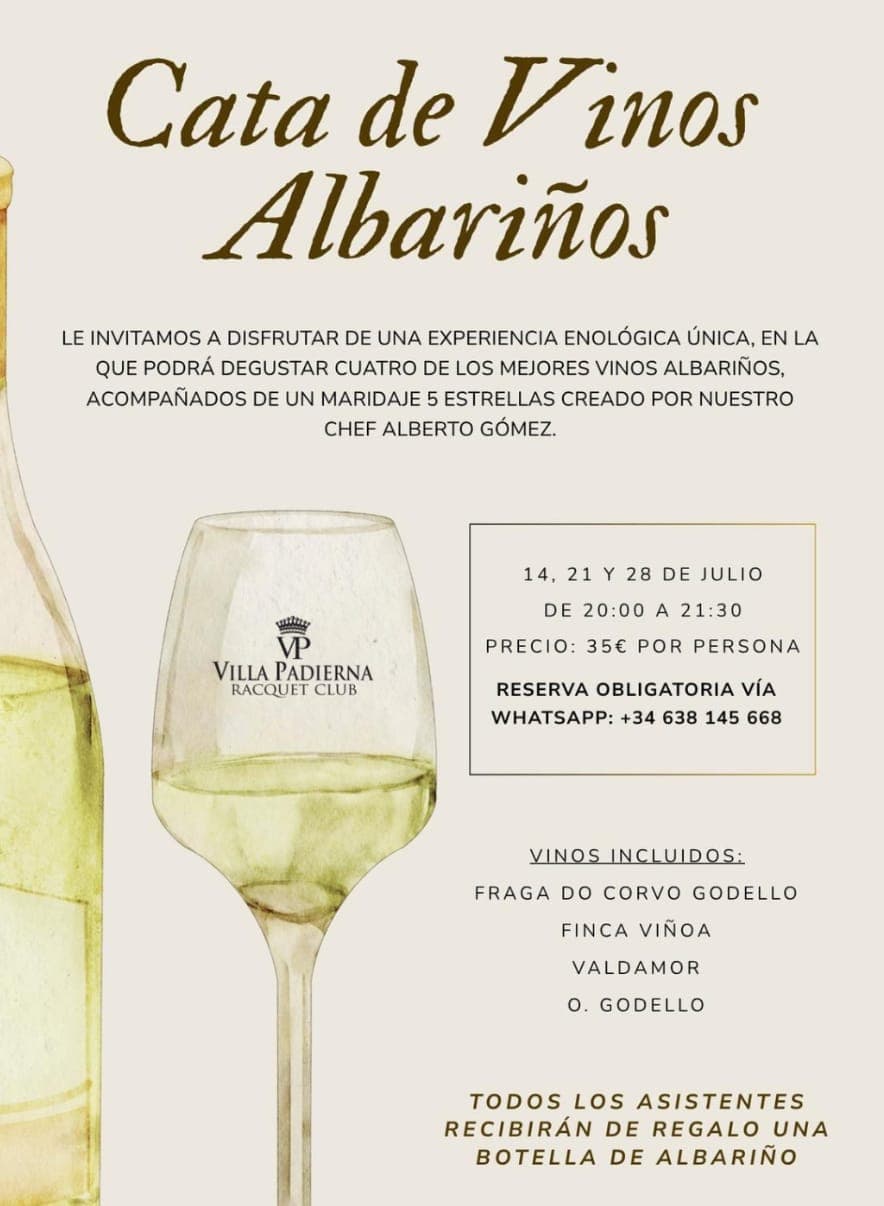 Cata de Vinos Albariños & Godellos en Villa Padierna – Maridaje 5 Estrellas Póster