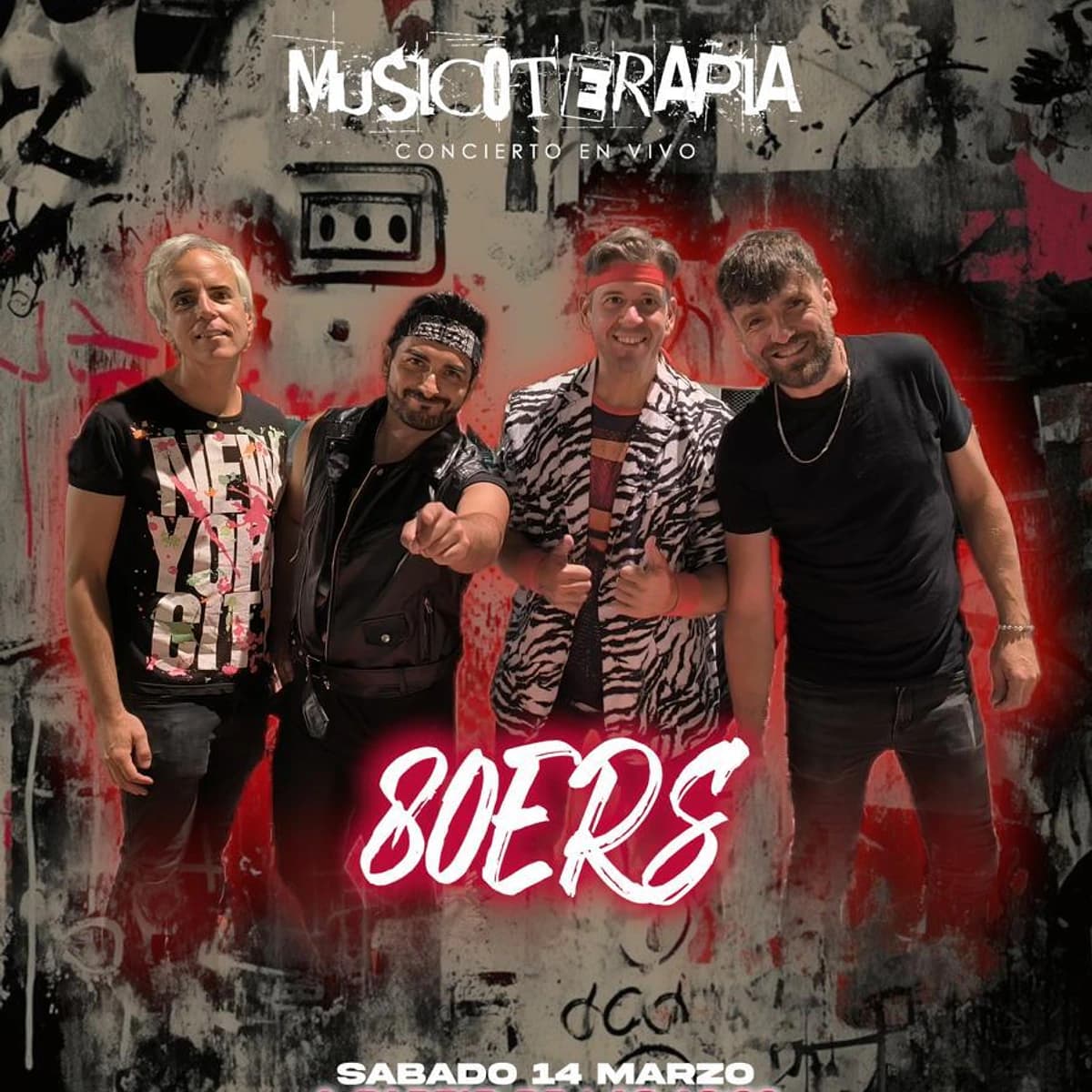 Live music in San Pedro Alcántara poster: 80ers pop & rock 80s concert at A Terapia, Saturday 14 March from 18:00, a great live music plan near Marbella.