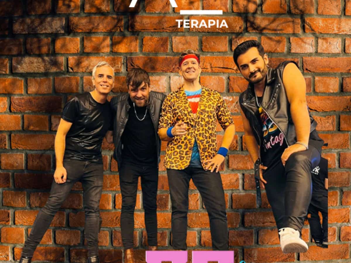 Cartel del concierto de la banda 80ers en A Terapia San Pedro Alcántara, evento de pop y rock de los años 80 el 14 de marzo a las 18:00.