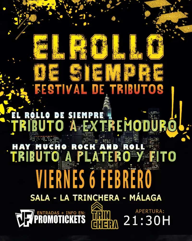Bandas tributo actuando en el Festival El Rollo de Siempre en Málaga 2026
