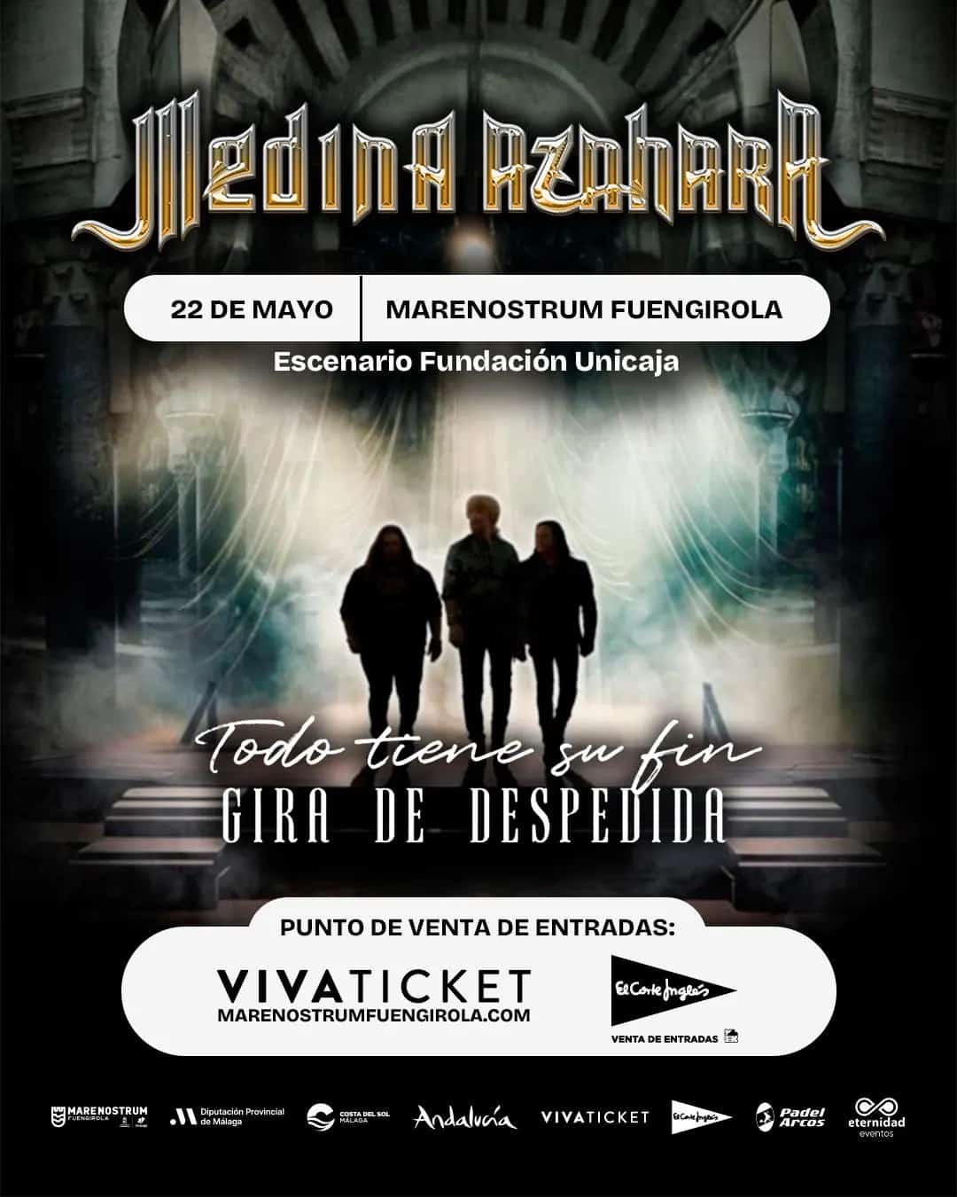 Medina Azahara farewell tour live in Málaga 2026 performing classic Andalusian rock hits