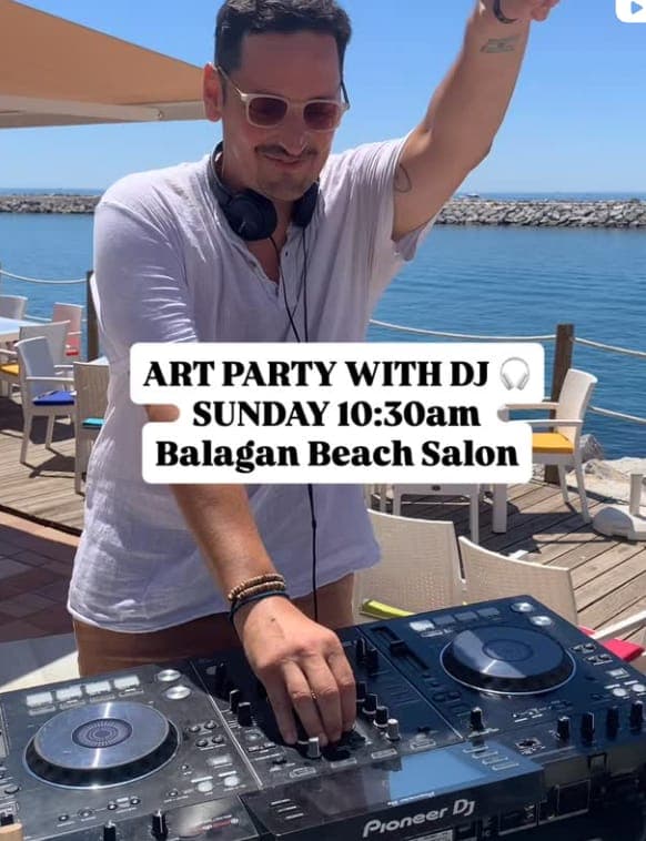 Fiesta de Arte Infantil y Disco en la Playa Póster