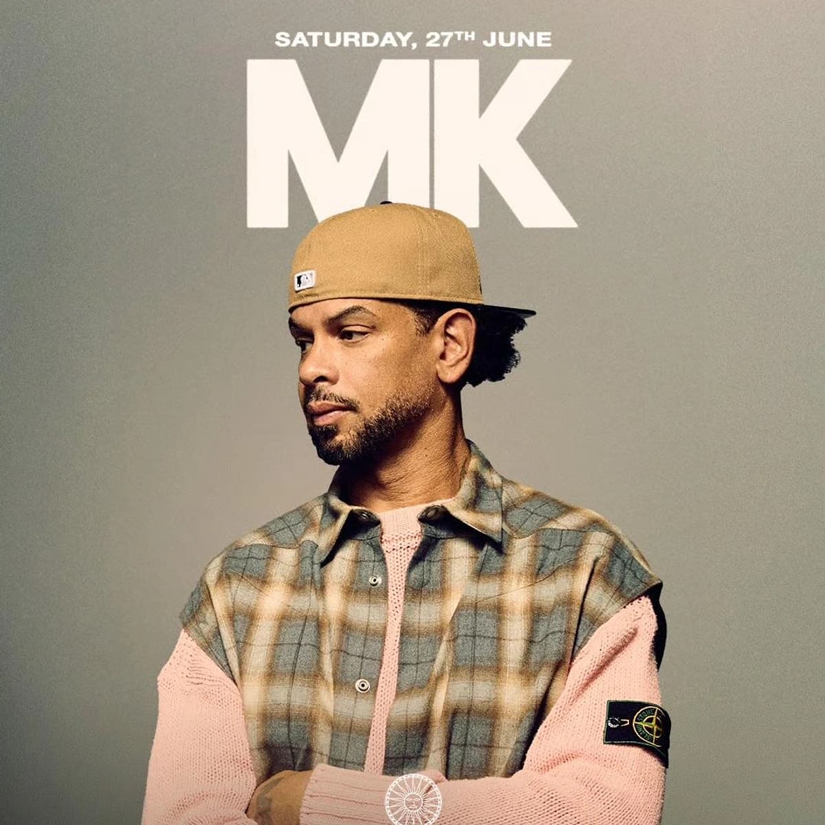 Poster for MK x FITZ at FITZ Marbella, a house and electronic music night with MK performing, club atmosphere and international crowd.