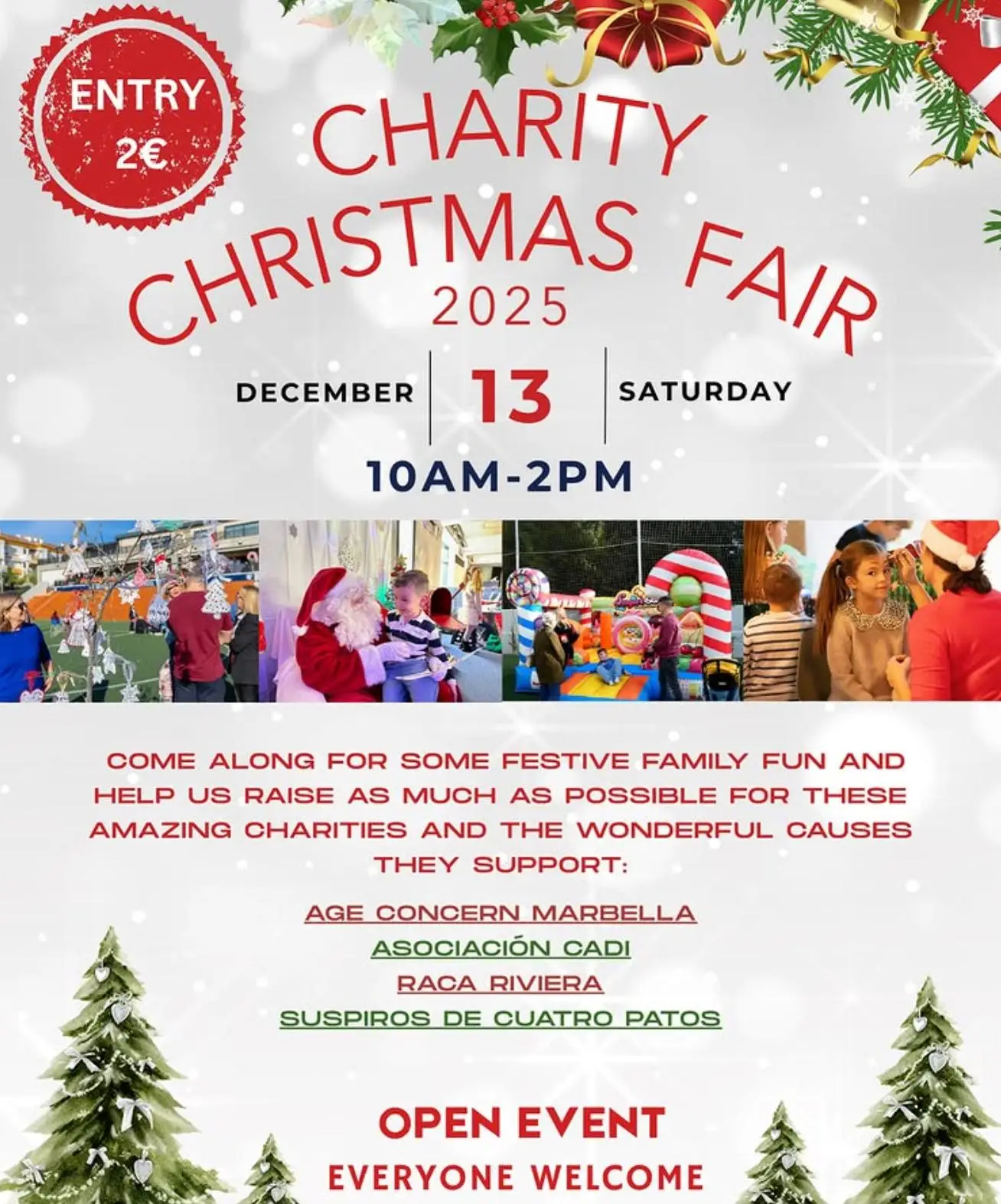 Winter Fair poster for The British International School of Marbella showing the text “Stall holders wanted”, the school logo and photos of candles, ceramic houses and mulled wine, with the date “Saturday, 13th December 2025, from 10 am to 2 pm”.