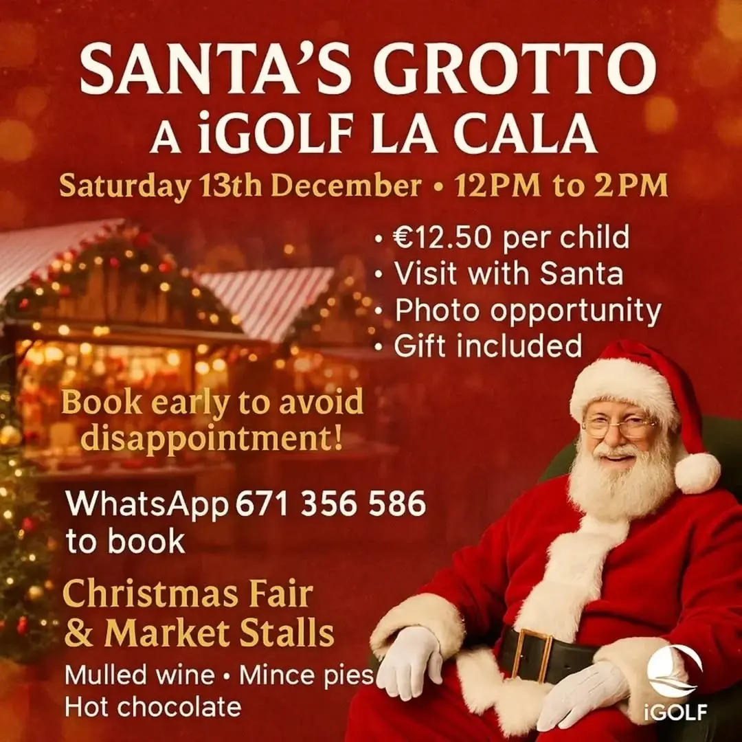 Event poster for Sensory Christmas Collection at iGolf on December 13. Features festive design, gifts under €10, grotto, and mince pies.