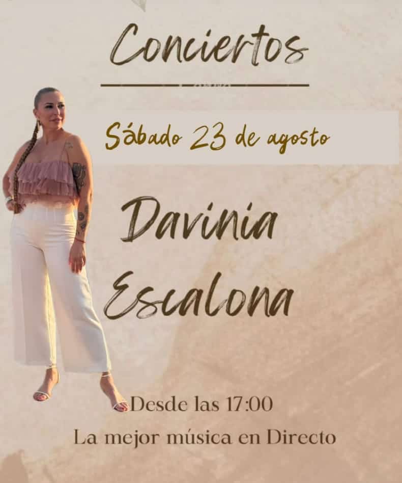 Concert poster: Davinia Escalona, Saturday 23 August, 17:00, live music at El Chiri Marbella