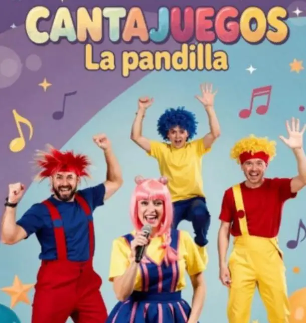 Colorful and lively image of CANTAJUEGOS performing on stage