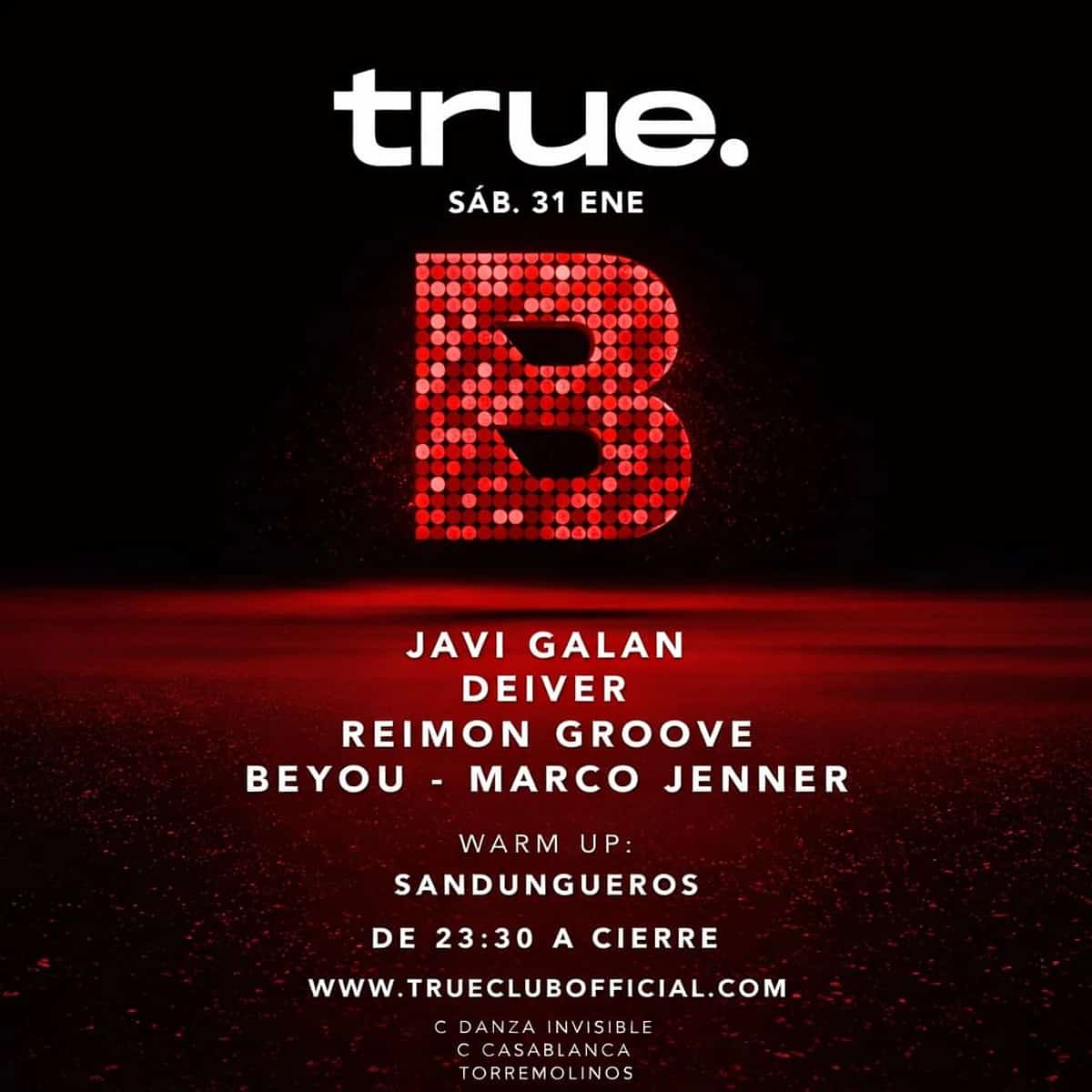 Javi Galan y DJs actuando en True Club Torremolinos en Málaga 2026