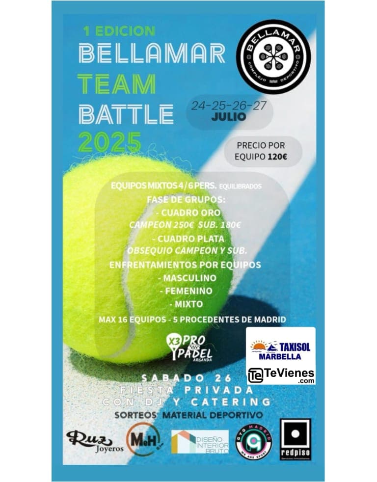 🎾 Bellamar Taxisol Pádel Team Battle 2025 🚕 Póster