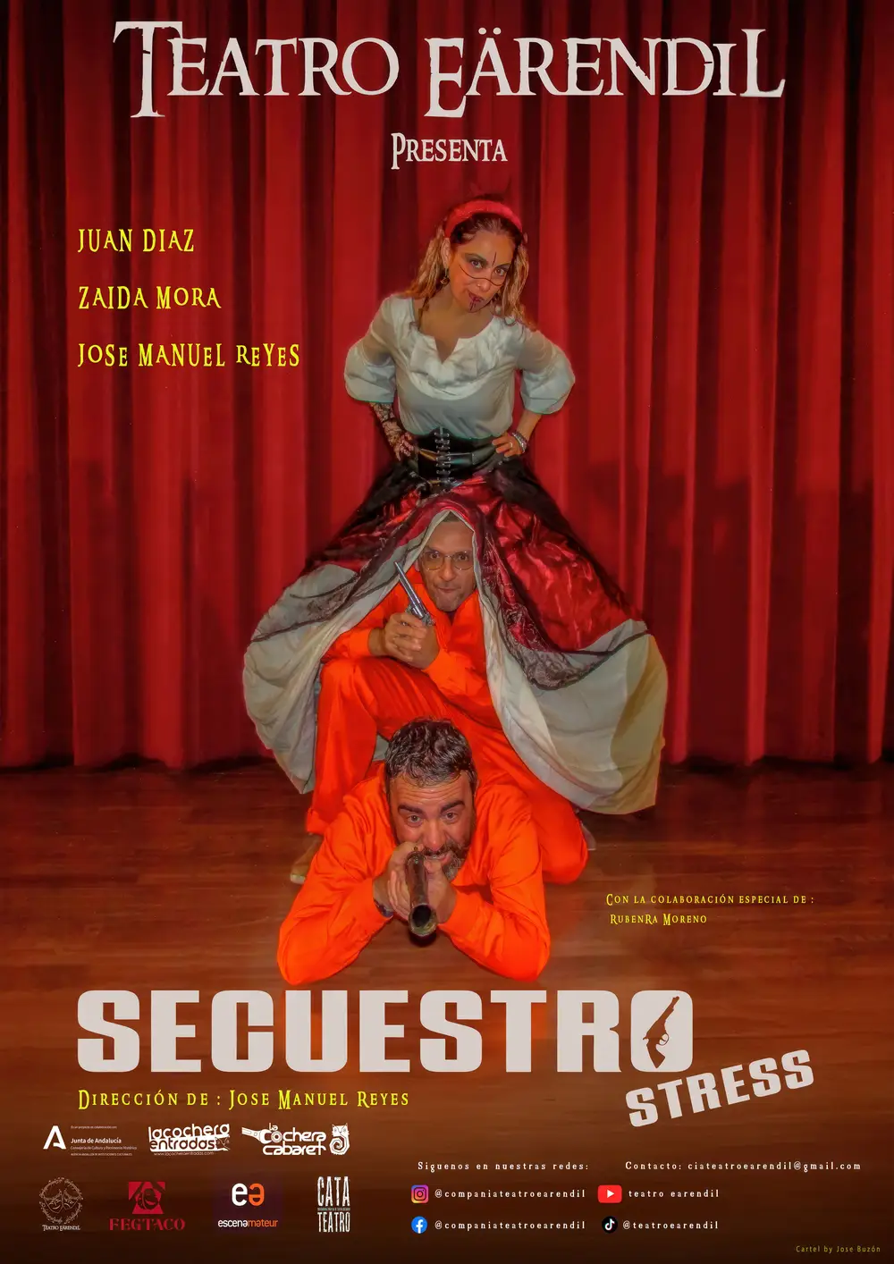 Actores interpretando una escena dramática en SECUESTRO STRESS