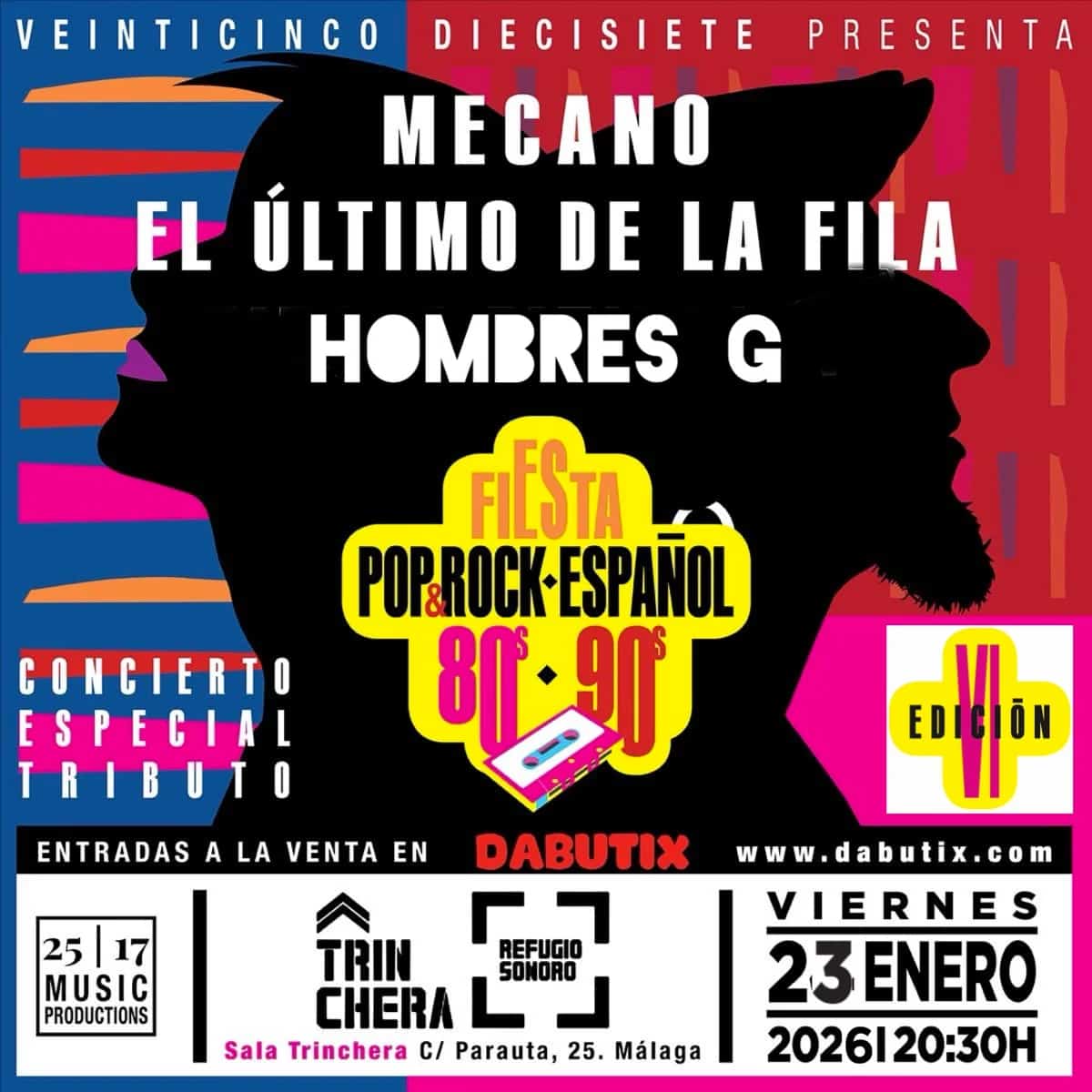 Concierto tributo a Mecano, Hombres G y El Último de la Fila en Málaga 2026