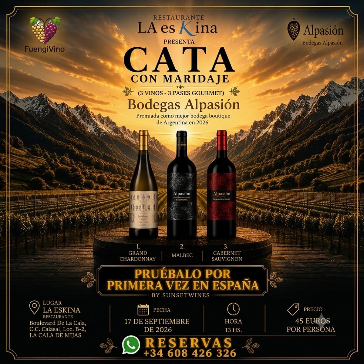Cata con Maridaje Gourmet – Vinos Argentinos Póster