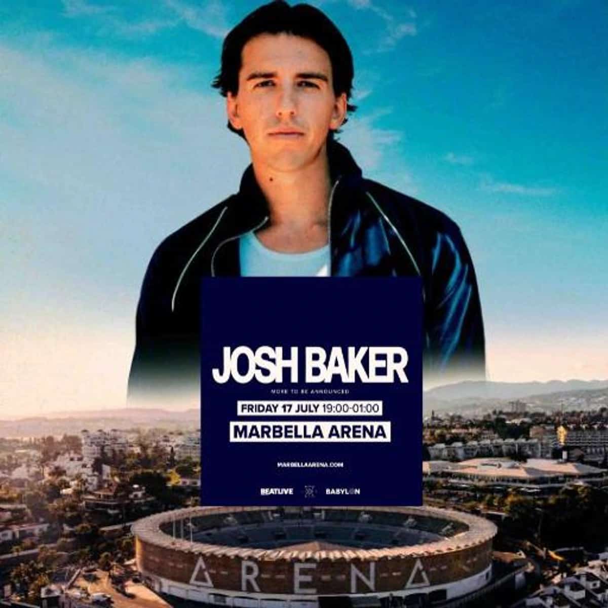 Josh Baker actuando en vivo en Marbella 2026