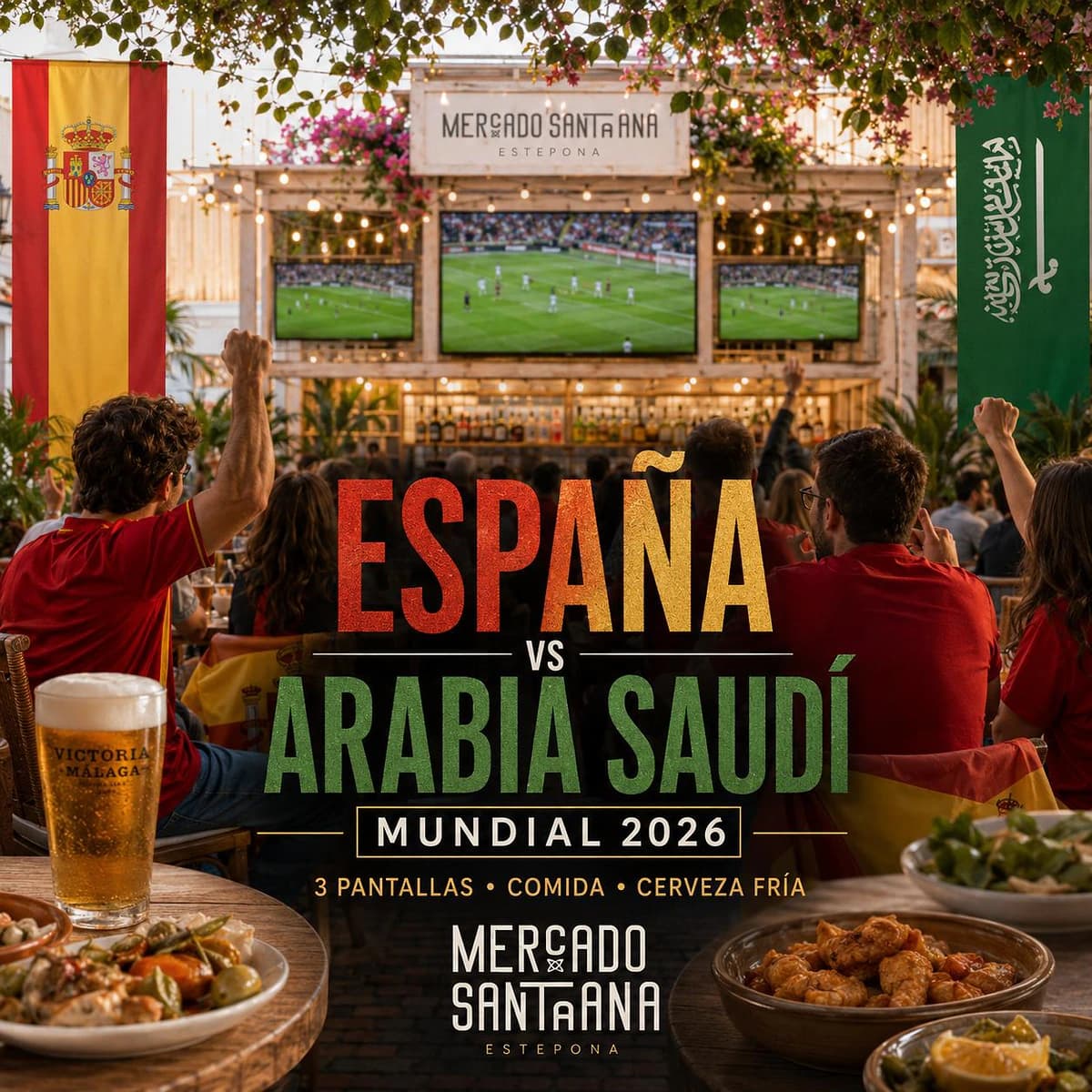 España vs Arabia Saudí en pantalla gigante Póster