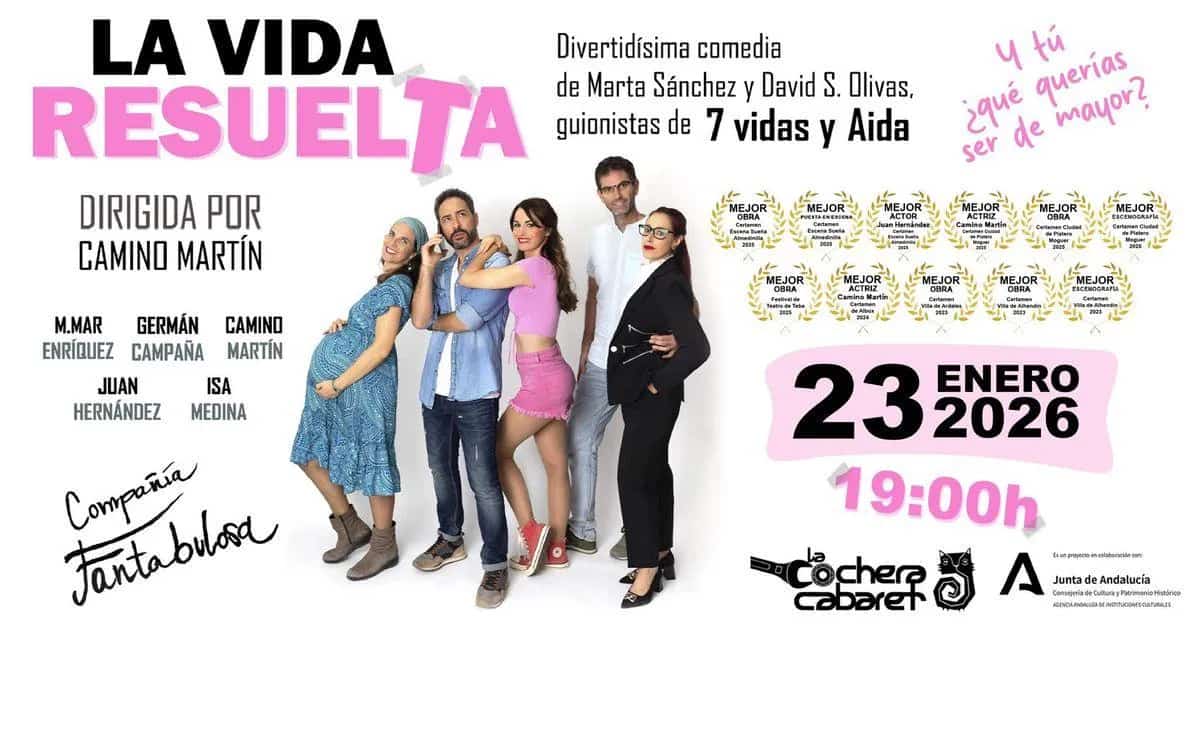 Cartel oficial de La Vida Resuelta – Teatro Contemporáneo sobre la Vida y la Realización Personal en Málaga