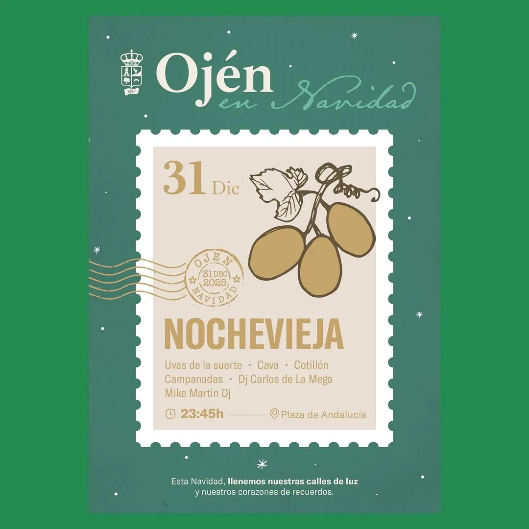 Cartel del evento de Nochevieja en la Iglesia de la Encarnación, con detalles como hora, ubicación y DJs.