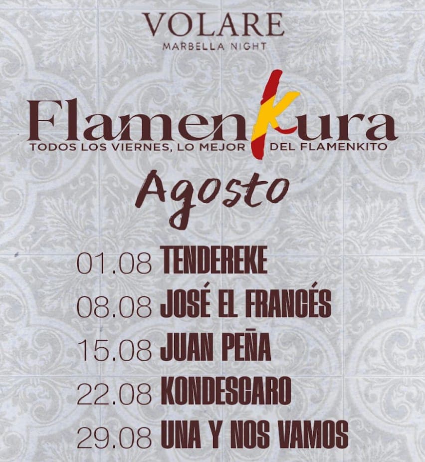 Kondescaro en vivo – Cena‑cóctel + Concierto en Volare Marbella Night Póster