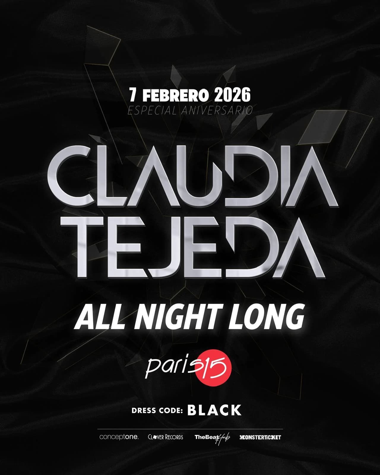 Claudia Tejeda All Night Long | Tech House Night Póster