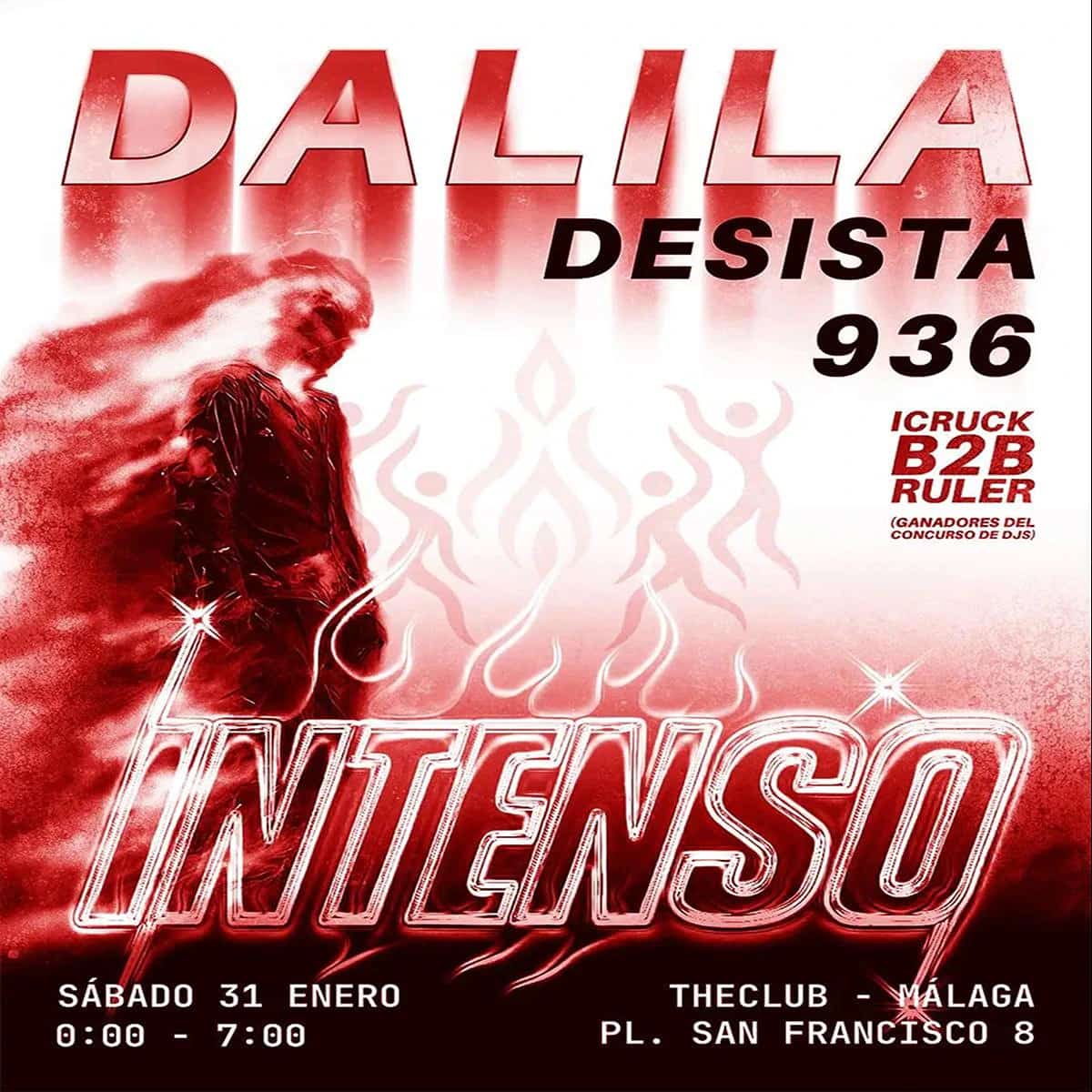 Dalila, Desista y 936 actuando en una noche de Intenso Club en Málaga