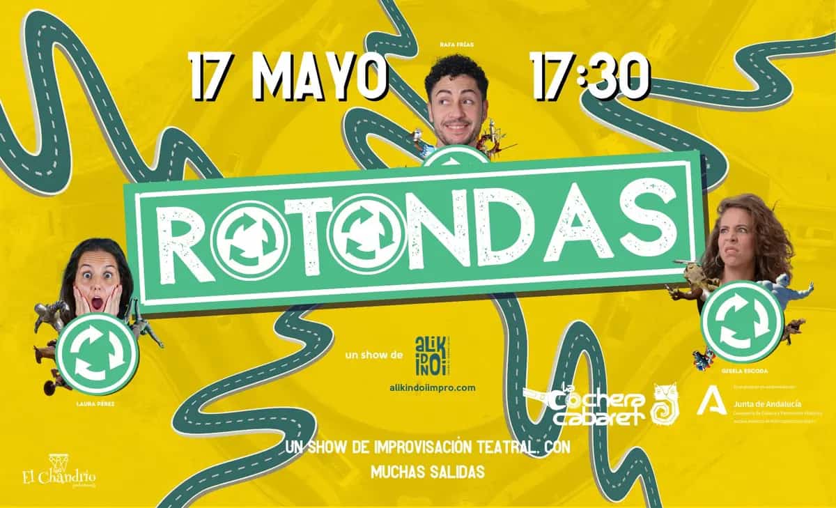 Espectáculo teatral Rotondas con Rafa Frías, Gisela Escoda y Laura Pérez en Málaga 2026