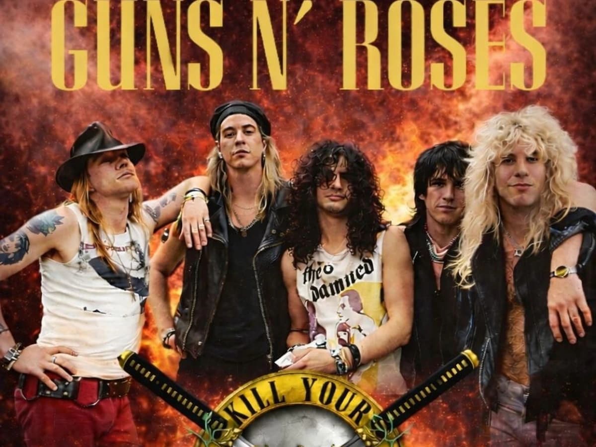 Cartel del concierto tributo a Guns N’ Roses con la banda Kill Your Idols en Premiere Club Marbella el 13 de marzo con entrada libre.