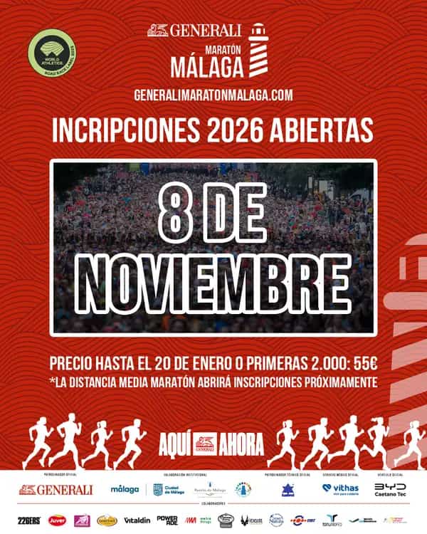 Corredores participando en el Maratón Generali Málaga 2026