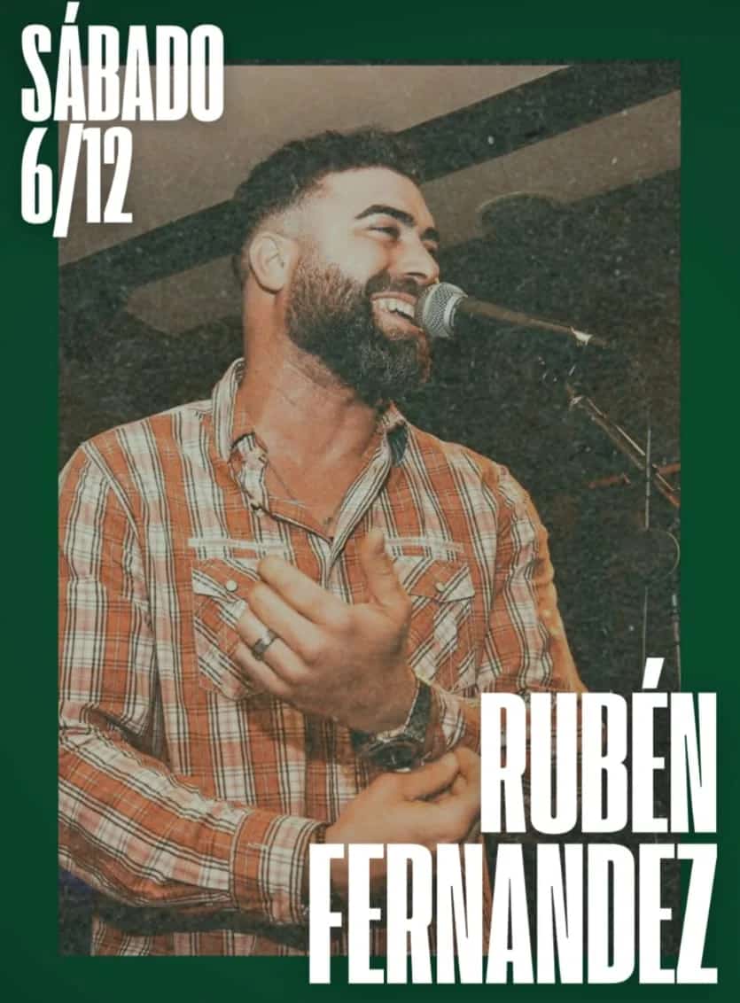 Rubén Fernández concert poster on Saturday, December 6 at Gallery Marbella, part of Tardeo Navidades, in Plaza Enrique Ostos, Marbella.