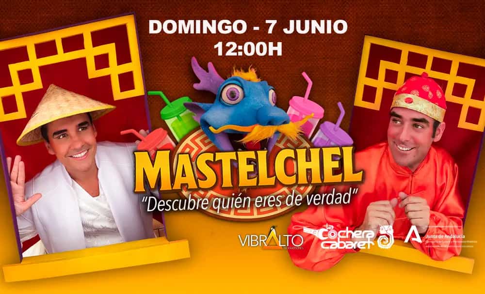 Cartel del espectáculo teatral Mastelchef con un tema culinario caprichoso en Málaga 2026