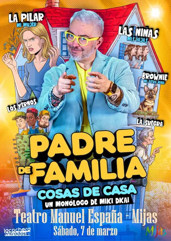 Miki Dkai actuando en el espectáculo de comedia 'Padre de Familia' en Málaga 2026