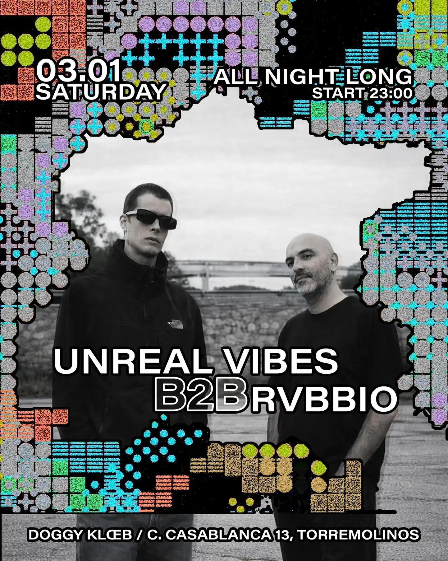 All Night Long: Unreal Vibes b2b Rvbbio Poster