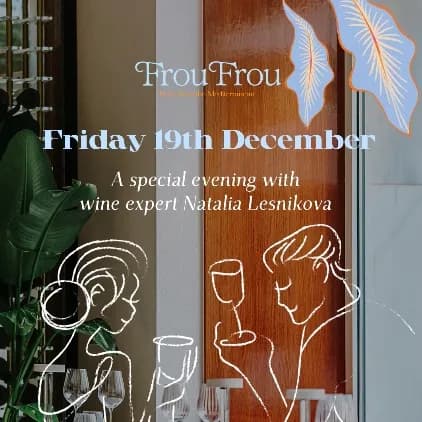 Imagen del cartel del evento en Cena maridaje en Frou Frou Marbella