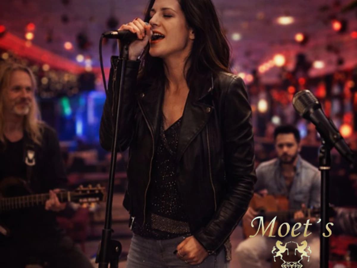 Sonia Berbel cantando flamenco en directo en Möet Lounge Marbella durante un tardeo especial por el Día de Andalucía en el casco antiguo.