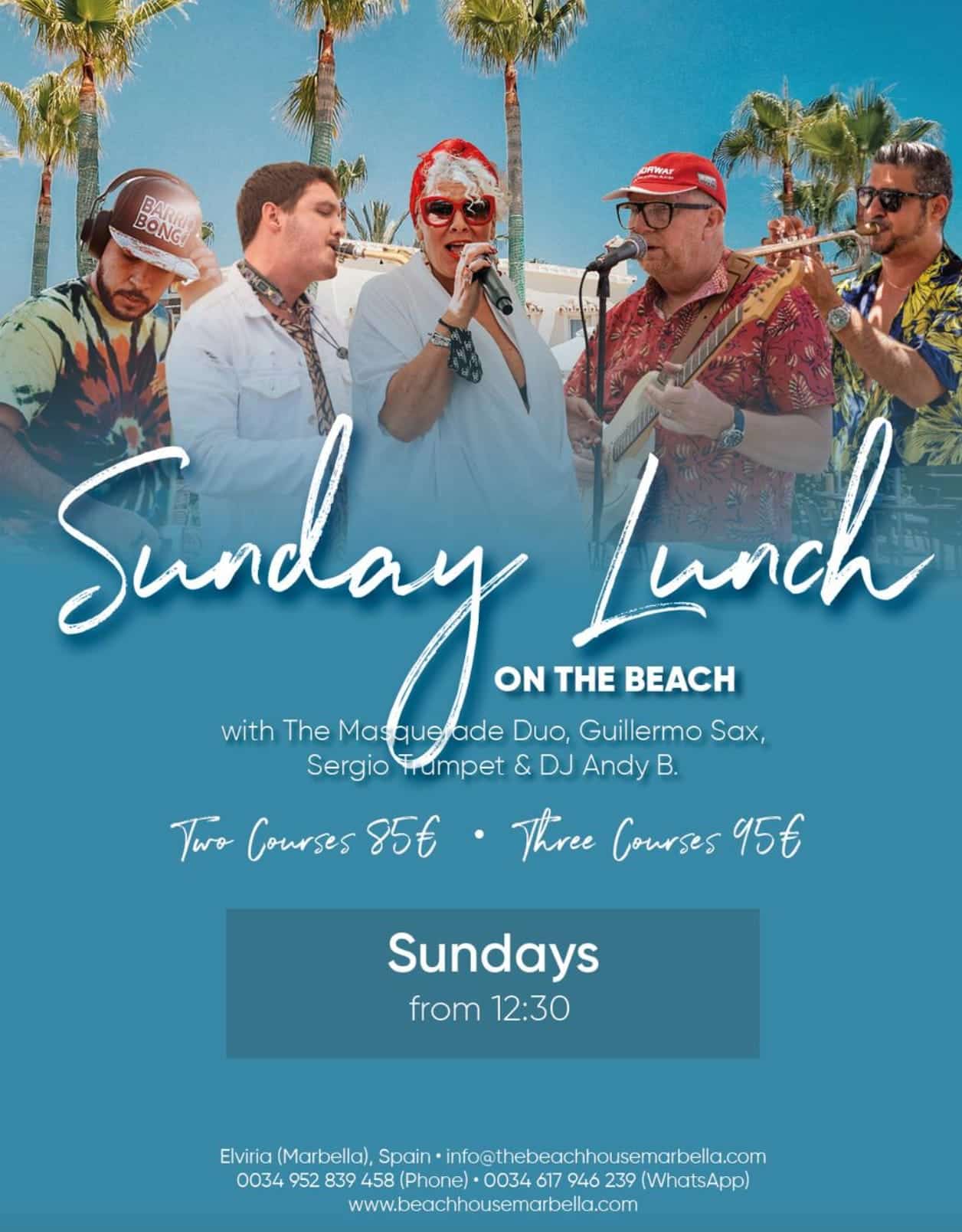 Sunday Lunch on the Beach 🍽️🎷 – Beach House Marbella Poster