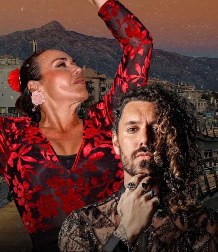 Cartel del espectáculo Flamenquería con Juanjo Alcántara y Ana Guerrero en Boulebar Café de San Pedro Alcántara.